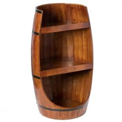 Brown Rustic Wooden Wine Barrel Display Shelf Storage Stand by Vintiquewise -Camaflexi Shop brown vintiquewise wine racks qi003764 1f 1000