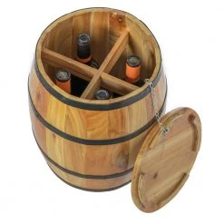 Brown Wine Barrel 4-Sectional Crate With Removable Head Lid by Vintiquewise -Camaflexi Shop brown vintiquewise wine racks qi003766 4f 1000