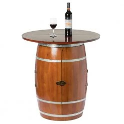 Brown Wine Barrel Round Table Wine Storage Cabinet by Vintiquewise -Camaflexi Shop brown vintiquewise wine racks qi003768 44 1000