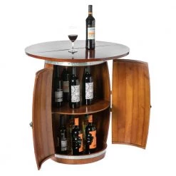 Brown Wine Barrel Round Table Wine Storage Cabinet by Vintiquewise -Camaflexi Shop brown vintiquewise wine racks qi003768 4f 1000