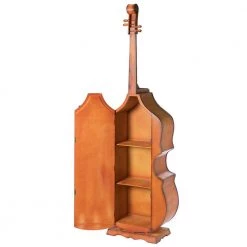 Brown 6.5 Feet Tall Violin, 3 Shelf Large Violin Shaped Cabinet With Door by Vintiquewise -Camaflexi Shop brown vintiquewise wine racks qi003769 4f 1000