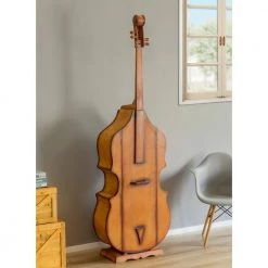 Brown 6.5 Feet Tall Violin, 3 Shelf Large Violin Shaped Cabinet With Door by Vintiquewise -Camaflexi Shop brown vintiquewise wine racks qi003769 c3 1000