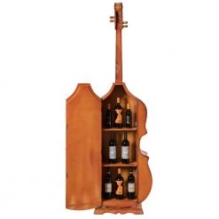 Brown 6.5 Feet Tall Violin, 3 Shelf Large Violin Shaped Cabinet With Door by Vintiquewise -Camaflexi Shop brown vintiquewise wine racks qi003769 fa 1000