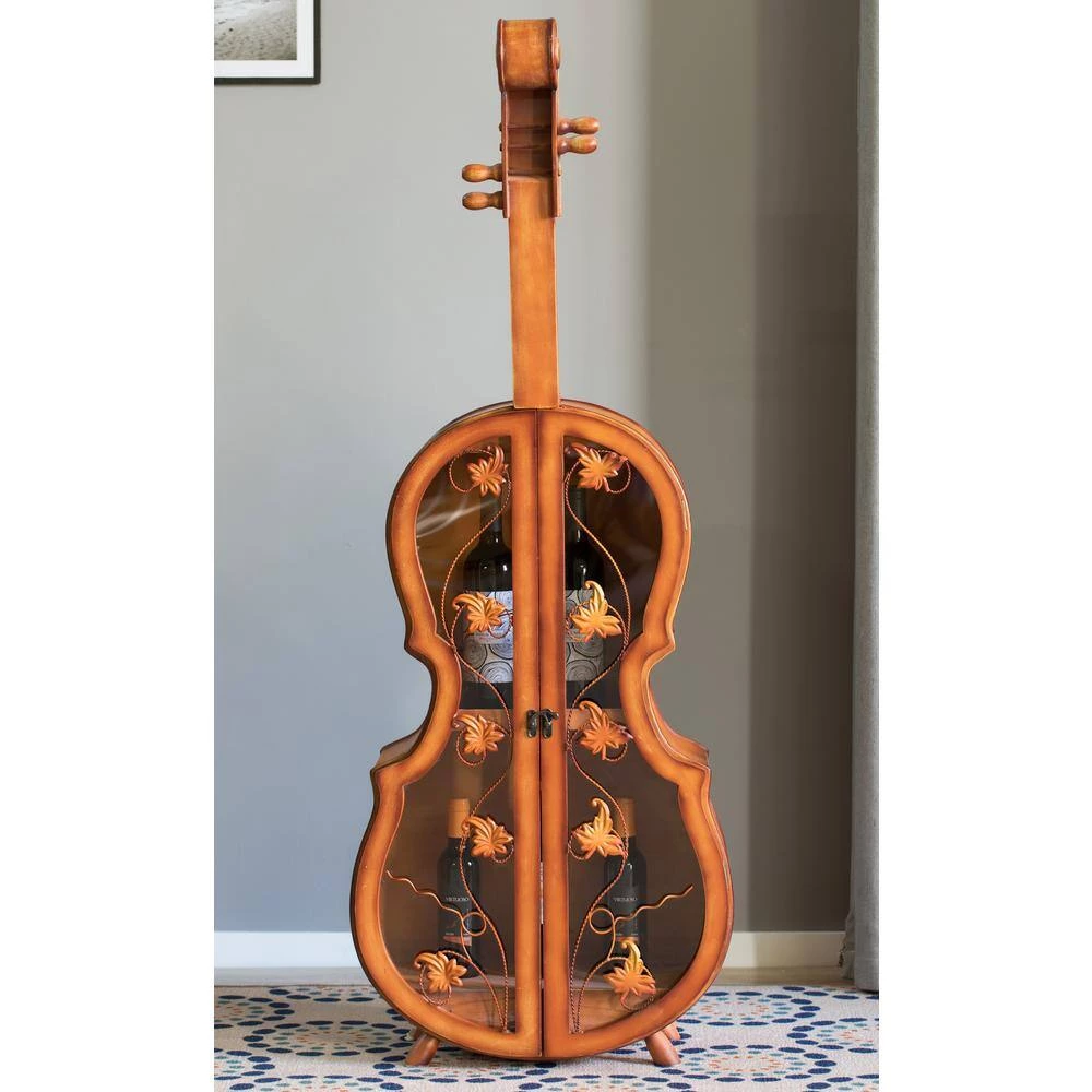 Brown 4.5 Feet Tall Violin Shaped Cabinet With 2-Shelf and Acrylic Clear Double Door by Vintiquewise 6 Brown 4.5 Feet Tall Violin Shaped Cabinet With 2-Shelf and Acrylic Clear Double Door by Vintiquewise - Image 4