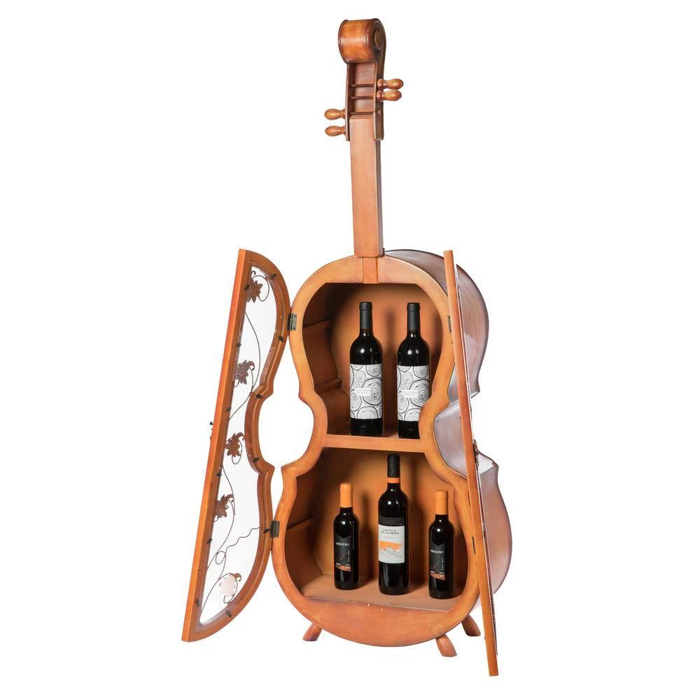 Brown 4.5 Feet Tall Violin Shaped Cabinet With 2-Shelf and Acrylic Clear Double Door by Vintiquewise 5 Brown 4.5 Feet Tall Violin Shaped Cabinet With 2-Shelf and Acrylic Clear Double Door by Vintiquewise - Image 3
