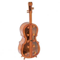 Brown 4.5 Feet Tall Violin Shaped Cabinet With 2-Shelf and Acrylic Clear Double Door by Vintiquewise