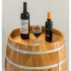 Brown Wooden Wine Barrel Shaped Wine Holder, Bar Storage Lockable Storage Cabinet by Vintiquewise -Camaflexi Shop brown vintiquewise wine racks qi003771 44 1000