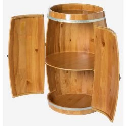 Brown Wooden Wine Barrel Shaped Wine Holder, Bar Storage Lockable Storage Cabinet by Vintiquewise -Camaflexi Shop brown vintiquewise wine racks qi003771 4f 1000