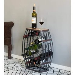 Brown Barrel Shaped 22-Bottles Decorative Table Wine Rack Storage by Vintiquewise -Camaflexi Shop brown vintiquewise wine racks qi003805 44 1000