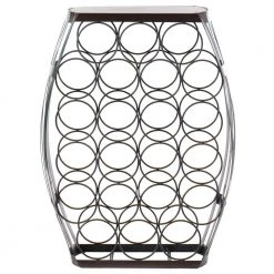 Brown Barrel Shaped 22-Bottles Decorative Table Wine Rack Storage by Vintiquewise