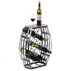 Brown Barrel Shaped 22-Bottles Decorative Table Wine Rack Storage by Vintiquewise -Camaflexi Shop brown vintiquewise wine racks qi003805 fa 1000