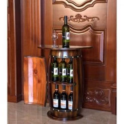 Wooden Wine Barrel Console Bar End Table Lockable Cabinet by Vintiquewise -Camaflexi Shop brown wood vintiquewise bar cabinets qi003403l 31 1000