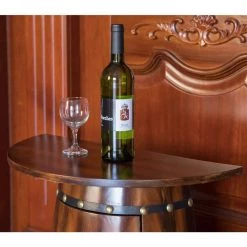 Wooden Wine Barrel Console Bar End Table Lockable Cabinet by Vintiquewise -Camaflexi Shop brown wood vintiquewise bar cabinets qi003403l 77 1000