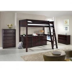Cappuccino Twin Panel High Loft Bed by Camaflexi -Camaflexi Shop cappuccino camaflexi loft beds c622 cp 31 1000