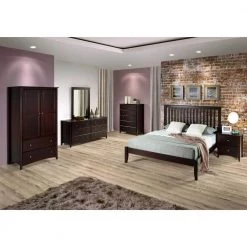 Shaker Style Cappuccino, Full Size, Mission Headboard, Platform Bed by Camaflexi -Camaflexi Shop cappuccino camaflexi platform beds shk272 31 1000