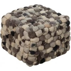 Pozega Felted Charcoal Wool Cube Accent Pouf by Artistic Weavers