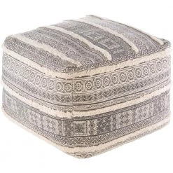Cerberus Oriental Charcoal Cotton Rectangle Accent Pouf by Artistic Weavers