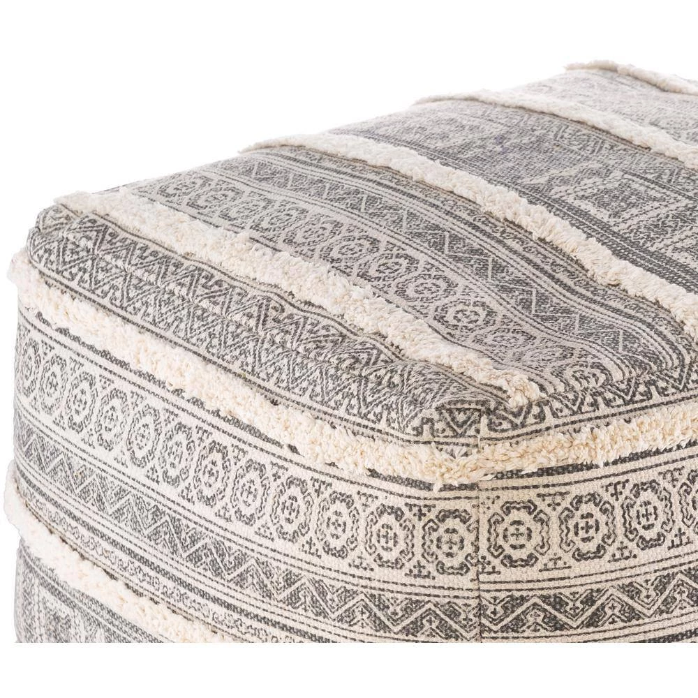 Cerberus Oriental Charcoal Cotton Rectangle Accent Pouf by Artistic Weavers 4 Cerberus Oriental Charcoal Cotton Rectangle Accent Pouf by Artistic Weavers - Image 2