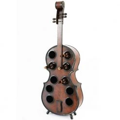 10-Bottle Cherry Brown Wooden Violin Shaped Wine Rack with Decorative Wine Holder by Vintiquewise