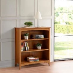 Shaker Style 36 in. Cherry Wood 3-shelf Standard Bookcase with Adjustable Shelves by Camaflexi -Camaflexi Shop cherry camaflexi bookcases bookshelves shk365 31 1000