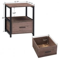 1-Drawer Coffee Modern End/Side Table for Bedroom, Night Stand with Open Shelf 22 in. H x 17.7 in. W x 17.7 in. L by VECELO -Camaflexi Shop coffee vecelo nightstands qh dx t005 cfe 4f 1000