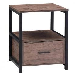 1-Drawer Coffee Modern End/Side Table for Bedroom, Night Stand with Open Shelf 22 in. H x 17.7 in. W x 17.7 in. L by VECELO