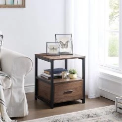 1-Drawer Coffee Modern End/Side Table for Bedroom, Night Stand with Open Shelf 22 in. H x 17.7 in. W x 17.7 in. L by VECELO -Camaflexi Shop coffee vecelo nightstands qh dx t005 cfe 66 1000