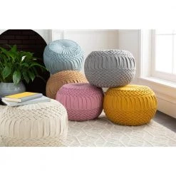 Rilmos Cream Accent Pouf by Artistic Weavers -Camaflexi Shop cream artistic weavers ottomans s00151085124 31 1000