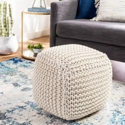 Laban Cream Accent Pouf Ottoman by Artistic Weavers -Camaflexi Shop cream artistic weavers ottomans s00161002840 31 1000
