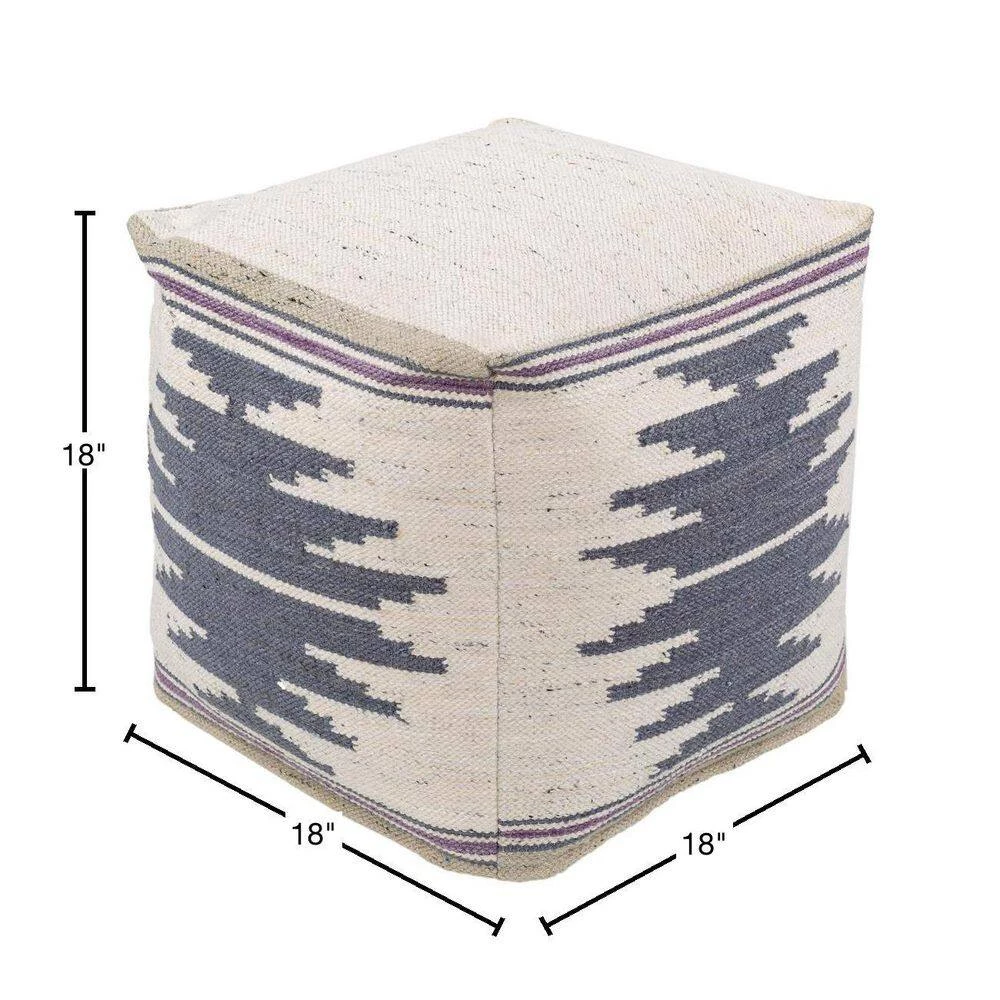 Braden Southwestern Cream Cotton Cube Accent Pouf by Artistic Weavers 4 Braden Southwestern Cream Cotton Cube Accent Pouf by Artistic Weavers - Image 2