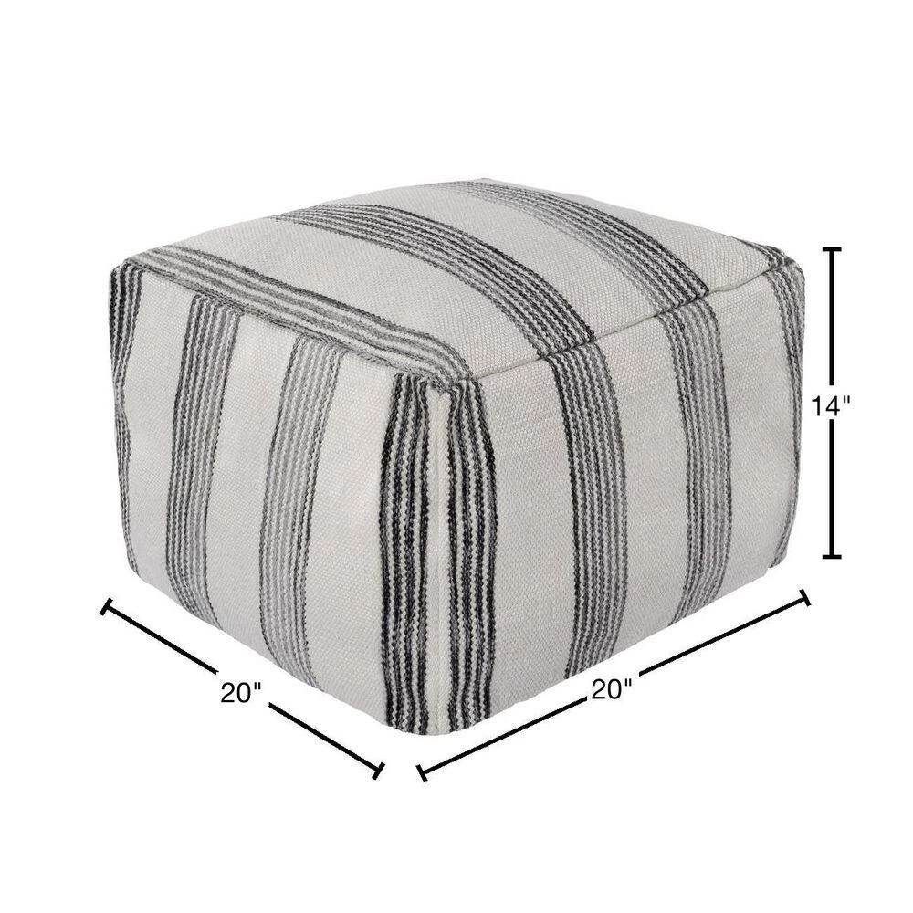 Kinborough Striped Cream/Black Polyester Rectangle Accent Pouf by Artistic Weavers 4 Kinborough Striped Cream/Black Polyester Rectangle Accent Pouf by Artistic Weavers - Image 2