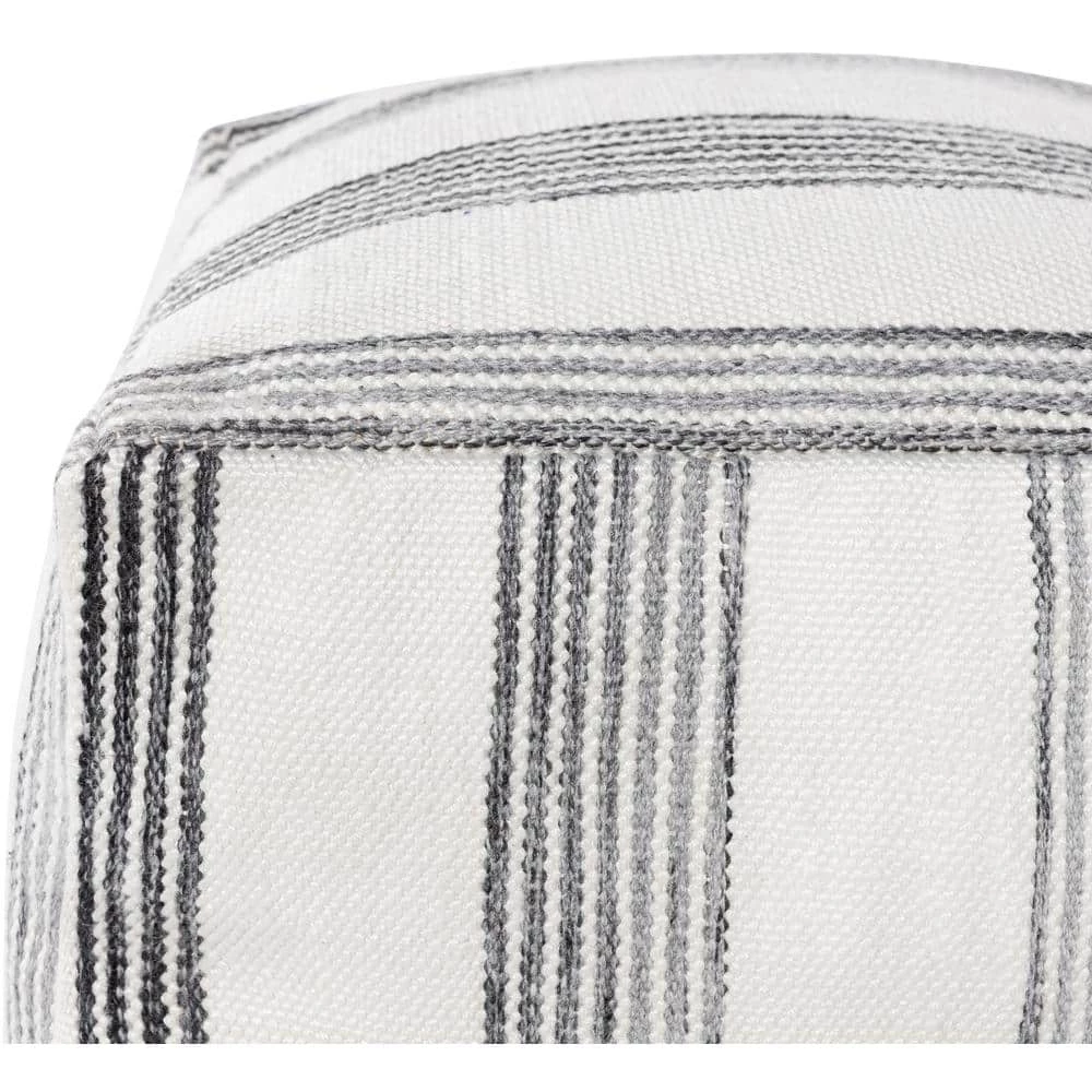 Kinborough Striped Cream/Black Polyester Rectangle Accent Pouf by Artistic Weavers 5 Kinborough Striped Cream/Black Polyester Rectangle Accent Pouf by Artistic Weavers - Image 3