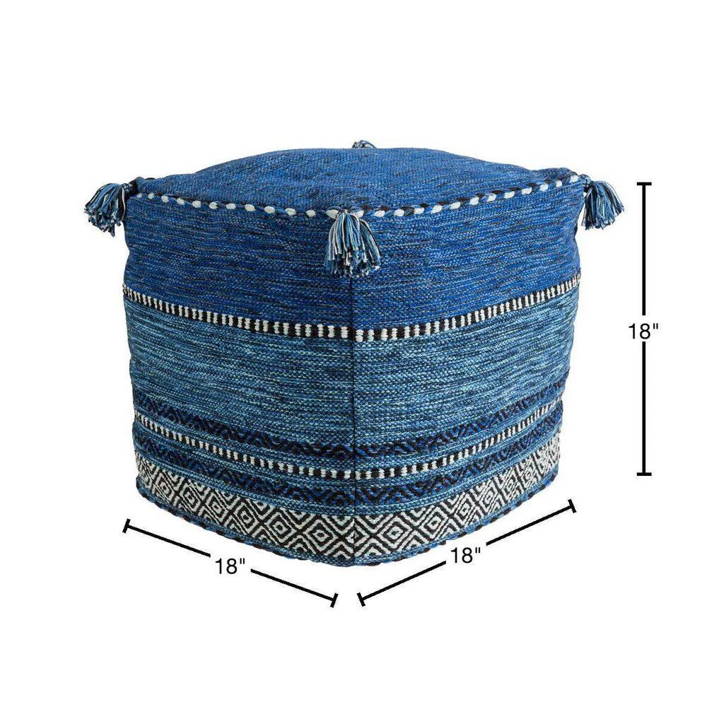 Byfay Dark Blue Accent Pouf by Artistic Weavers 4 Byfay Dark Blue Accent Pouf by Artistic Weavers - Image 2