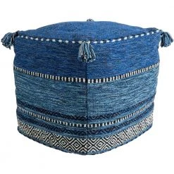 Byfay Dark Blue Accent Pouf by Artistic Weavers