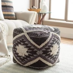 Bonifay Southwestern Dark Brown Cotton Cube Accent Pouf by Artistic Weavers -Camaflexi Shop dark brown artistic weavers ottomans s00161024222 31 1000