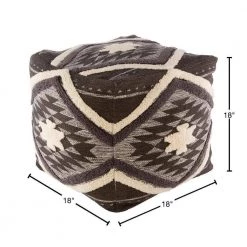 Bonifay Southwestern Dark Brown Cotton Cube Accent Pouf by Artistic Weavers -Camaflexi Shop dark brown artistic weavers ottomans s00161024222 40 1000