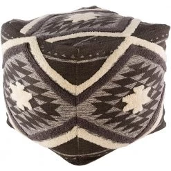Bonifay Southwestern Dark Brown Cotton Cube Accent Pouf by Artistic Weavers