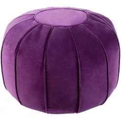 Vernick Solid Dark Purple Cotton Round Accent Pouf by Artistic Weavers