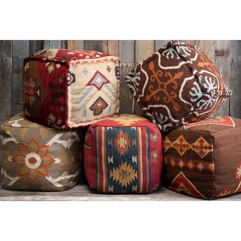 Telesto Dark Red Accent Pouf by Artistic Weavers 5 Telesto Dark Red Accent Pouf by Artistic Weavers - Image 3