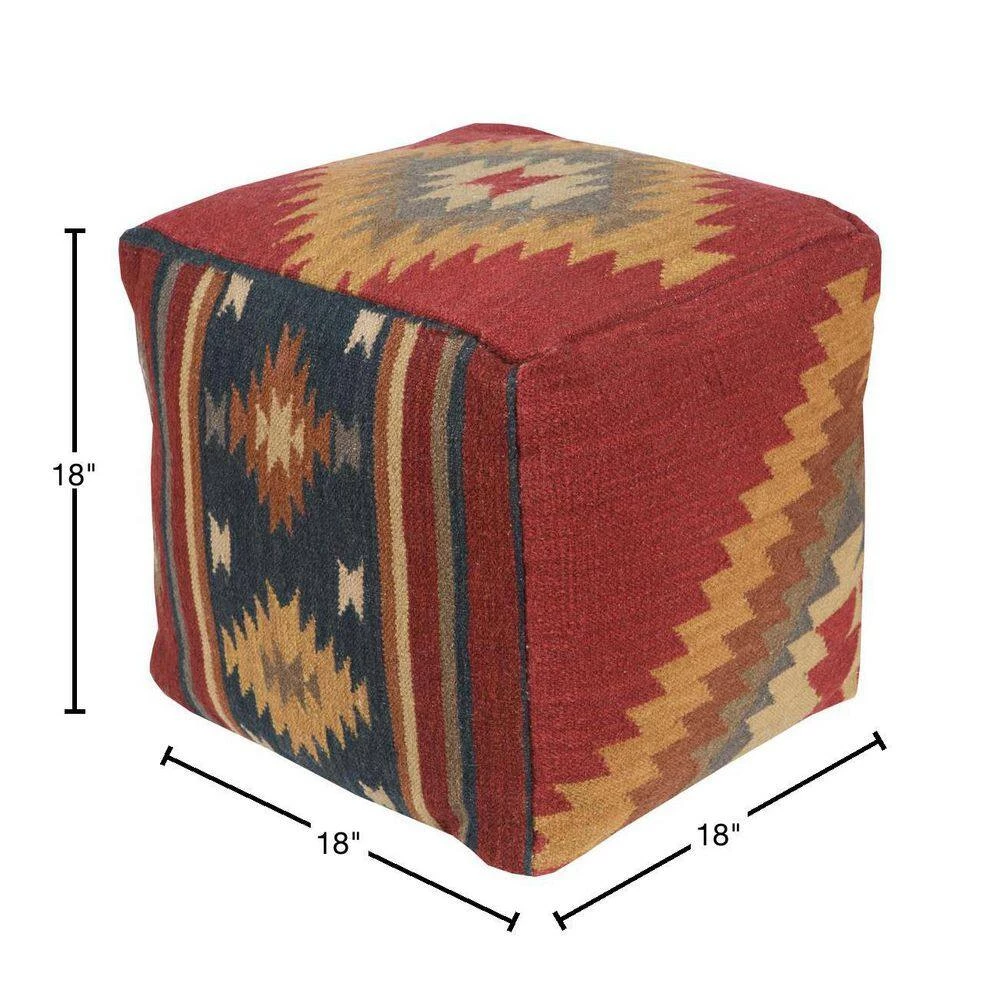 Telesto Dark Red Accent Pouf by Artistic Weavers 4 Telesto Dark Red Accent Pouf by Artistic Weavers - Image 2