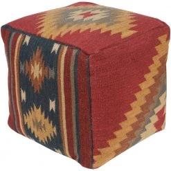 Telesto Dark Red Accent Pouf by Artistic Weavers