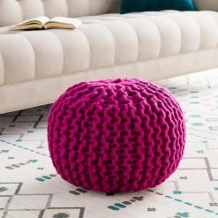Ahanu Fuchsia Accent Pouf by Artistic Weavers -Camaflexi Shop fuchsia artistic weavers ottomans s00151050826 31 1000