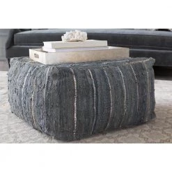 Marcius Gray Accent Pouf by Artistic Weavers -Camaflexi Shop gray artistic weavers ottomans s00151050773 31 1000