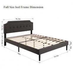Classic Bed Frame, Gray Metal Frame，Full Size Upholstered Platform Bed with Sturdy Wood Slat Support & Headboard by VECELO -Camaflexi Shop gray platform beds khd btj rf02 44 1000
