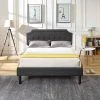 Classic Bed Frame, Gray Metal Frame，Full Size Upholstered Platform Bed with Sturdy Wood Slat Support & Headboard by VECELO -Camaflexi Shop gray platform beds khd btj rf02 64 1000