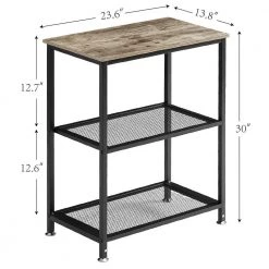 3 Tier End Table, Vintage Storage Rack with Open Shelves, Gray Side Table with Rectangle Shelf，13.8"W x 23.6"D x 30"H by VECELO -Camaflexi Shop gray vecelo end side tables khd xf nt06 gry 1f 1000