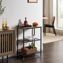 3 Tier End Table, Vintage Storage Rack with Open Shelves, Gray Side Table with Rectangle Shelf，13.8"W x 23.6"D x 30"H by VECELO -Camaflexi Shop gray vecelo end side tables khd xf nt06 gry 4f 1000