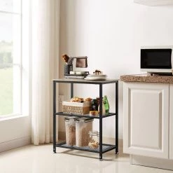 3 Tier End Table, Vintage Storage Rack with Open Shelves, Gray Side Table with Rectangle Shelf，13.8"W x 23.6"D x 30"H by VECELO -Camaflexi Shop gray vecelo end side tables khd xf nt06 gry fa 1000