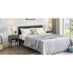 Nightstand Industrial End Table Accent Furniture with 1Open Storage & 1 Drawer for Small Space，Gray，23.6"Tx11.8"Wx15.7"L by VECELO -Camaflexi Shop gray vecelo nightstands khd mx ns19 gray 31 1000