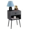 Nightstand Industrial End Table Accent Furniture with 1Open Storage & 1 Drawer for Small Space，Gray，23.6"Tx11.8"Wx15.7"L by VECELO -Camaflexi Shop gray vecelo nightstands khd mx ns19 gray 64 1000